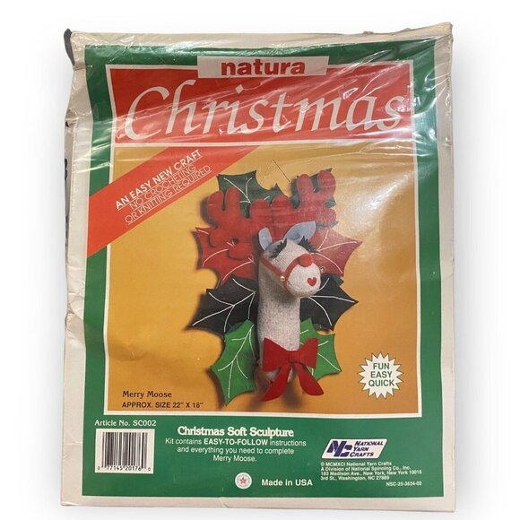National Yarn Crafts Natura Christmas Soft Sculpture Merry Moose Kit No SC002 - Picture 1 of 5